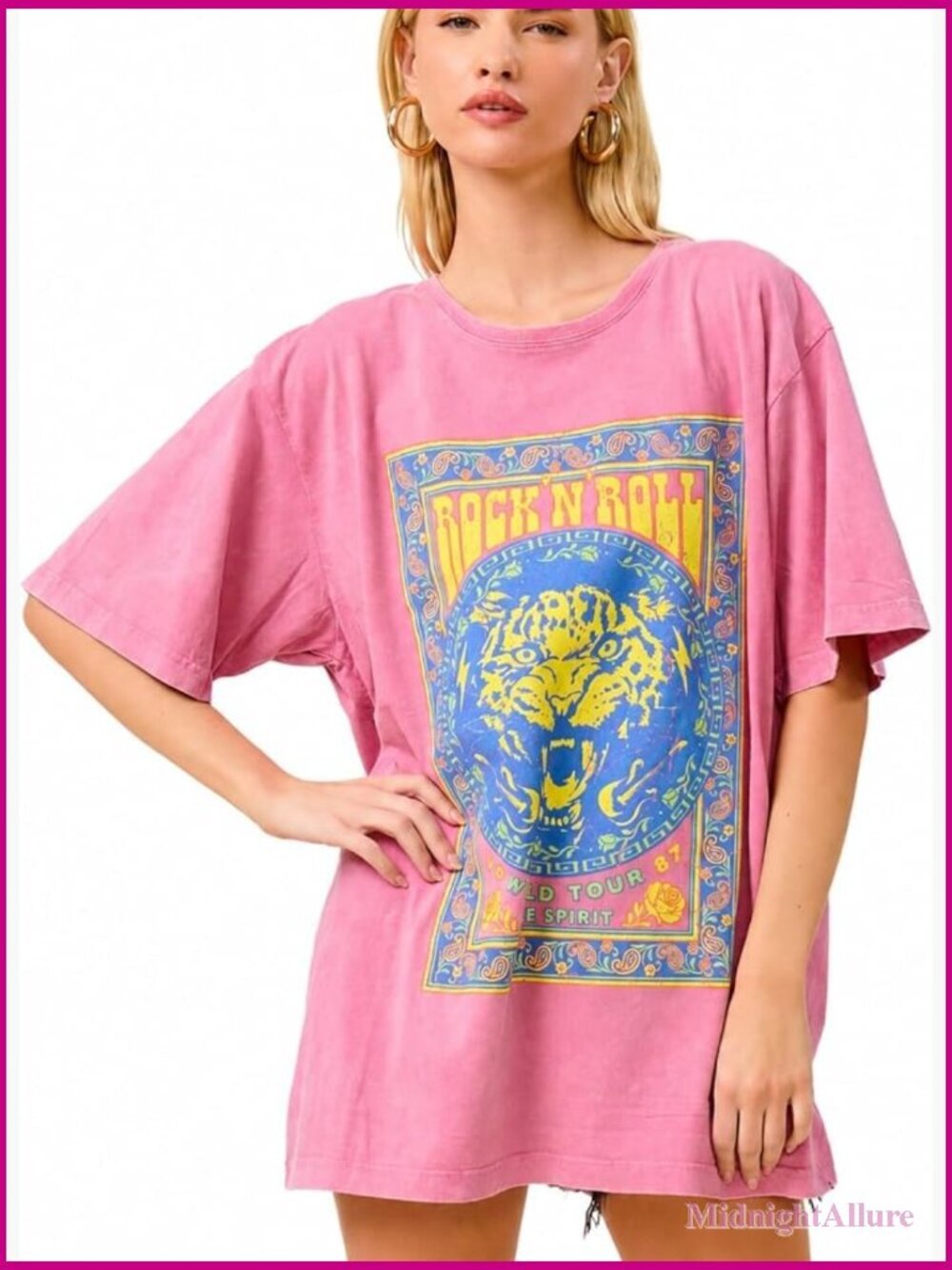 Oversized Mineral Washed Vintage Graphic T-Shirt Relaxed Fit Cap Sleeve